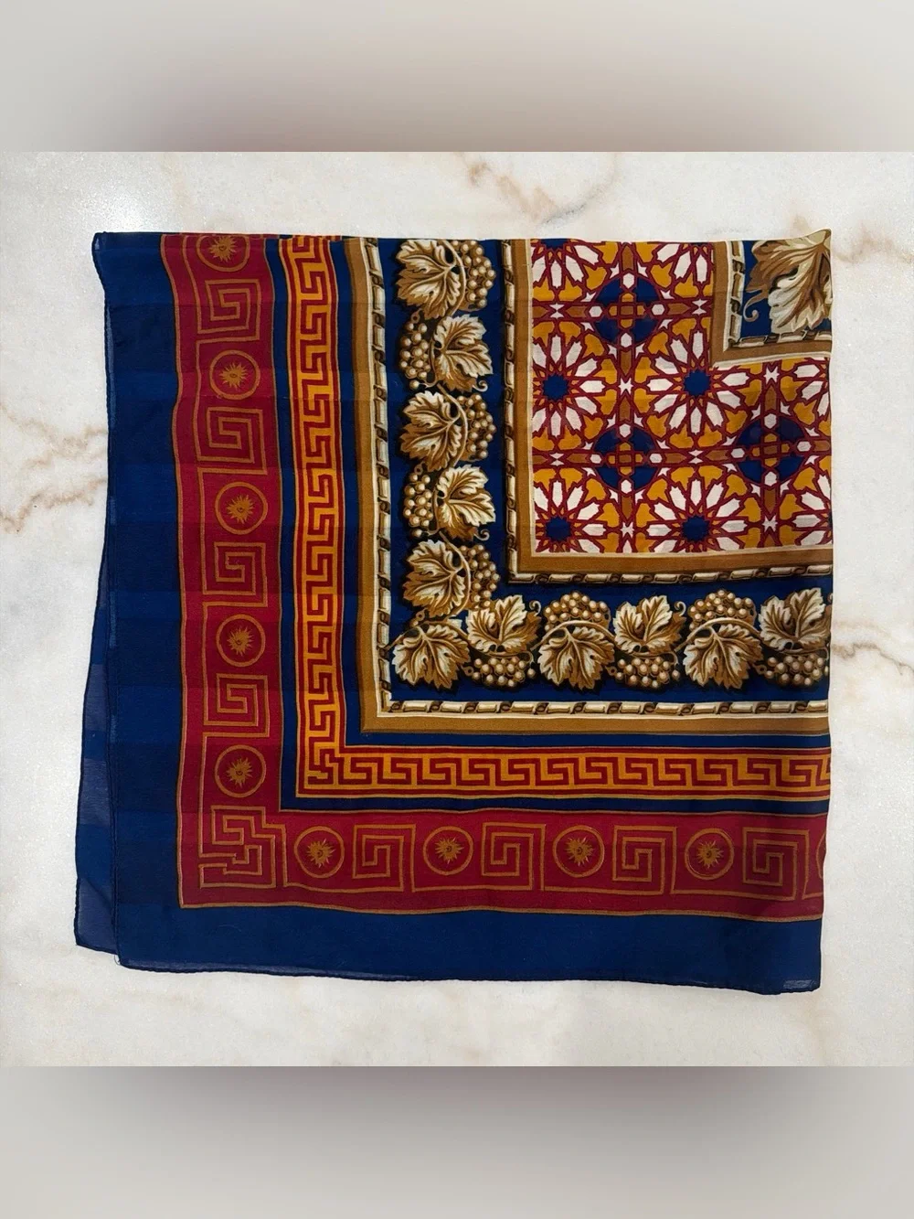 Baroque Pattern Silk-Feel Scarf